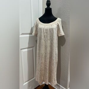 St John Collection Snakeskin Print Beige Short Sleeve Santana Knit Shift Dress 6